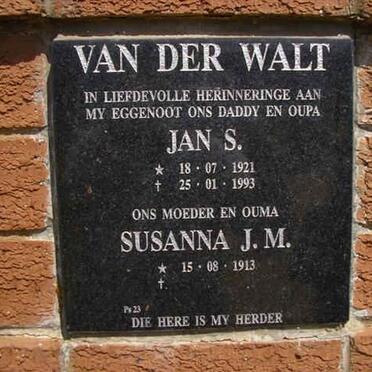 WALT Jan S., van der 1921-1993 &amp; Susanna J.M. 1913-