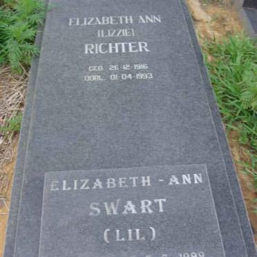 RICHTER Elizabeth Ann 1916-1993 :: SWART Elizabeth Anna 1975-1999