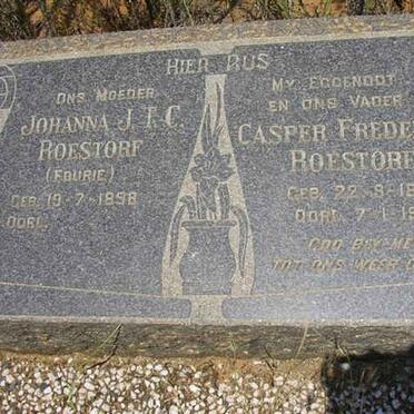 ROESTORF Casper Frederik 1896-1965 &amp; Johanna J.T.C. FOURIE 1898-
