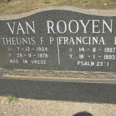 ROOYEN Theunis F.P., van 1904-1978 &amp; Francina B. 1907-1993