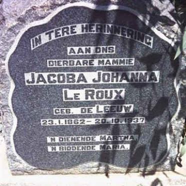 ROUX Jacoba Johanna, le nee DE LEEUW 1962-1937