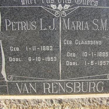 RENSBURG Petrus L.J., van 1883-1953 &amp; Maria S.M.J. CLAASSENS 1885-1957