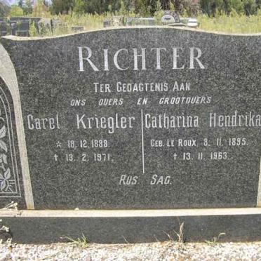 RICHTER Carel Kriegler 1898-1971 &amp; Catharina Hendrik LE ROUX 1895-1963
