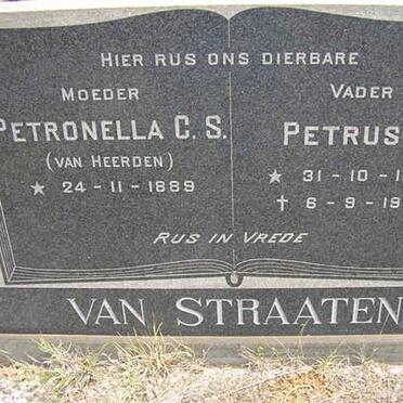 STRAATEN Petrus J., van 1877-1970 &amp; Petronella C.S. VAN HEERDEN 1889-
