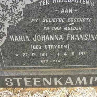 STEENKAMP Maria Johanna Fransina nee STRYDOM 1911-1971