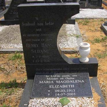 SLOANE Henry Hans -1974 &amp; Maria Magdelena Elizabeth 1913-2003