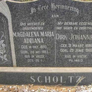 SCOLTZ Dirk Johannes 1886-1966 &amp; Magdalena Maria Adriana 1890-19?3