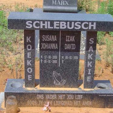 SCHLEBUSCH Izak David 1936-1967 &amp; Susanna Johanna 1936-2005