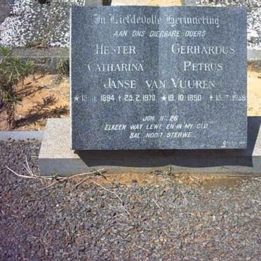 VUUREN Gerhardus Petrus, Janse van 1890-1959 &amp; Hester Catharina 1894-1970