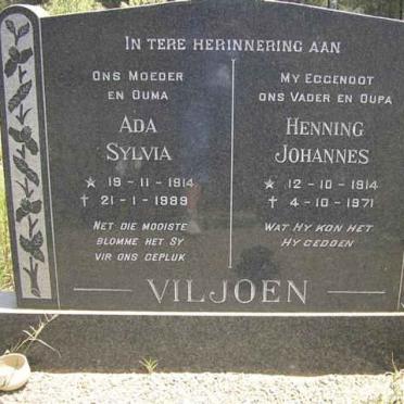 VILJOEN Henning Johannes 1914-1971 &amp; Ada Sylvia 1914-1989