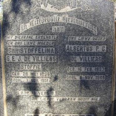 VILLIERS Albertus P.C., de 1887-1965 &amp; Christoffelina S.E.J. 1895-1951