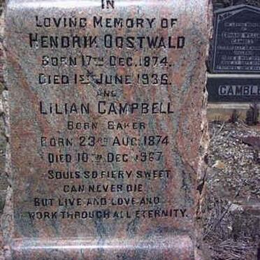 VOS Hendrik Oostwald 1874-1936 &amp; Lilian Campbell BAKER 1874-1967 :: VOS Henry Oswald 1911-1982