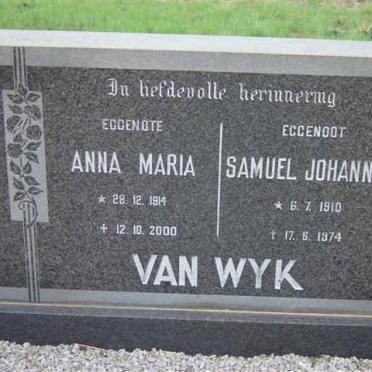 WYK Samuel Johannes, van 1910-1974 &amp; Anna Maria 1914-2000
