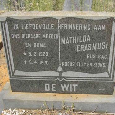 WIT Mathilda, de nee ERASMUS 1923-1970