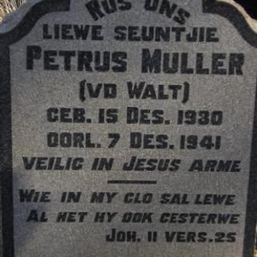 WALT Petrus Muller, van der 1930-1941
