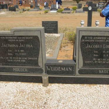 WEIDEMAN Jacobus Lodewicus 1902-1980 &amp; Jacomina Jacoba 1911-1982