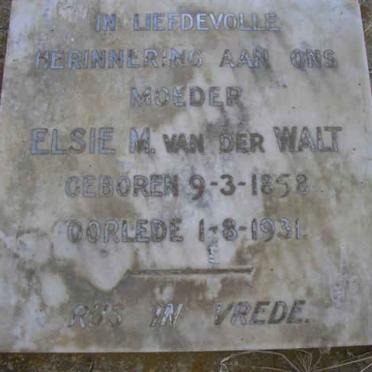 WALT Elsie M., van der 1858-1931