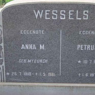 WESSELS Petrus J. 1910-1972 &amp; Anna M. MYBURGH 1910-1981