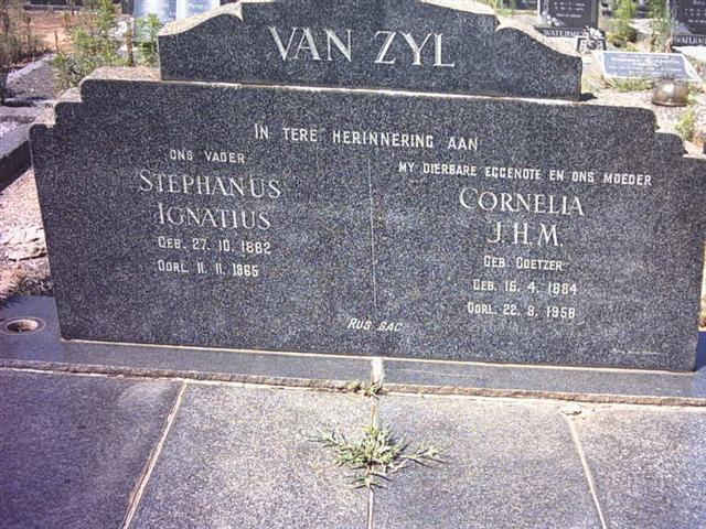 ZYL Stephanus Ignatius, van 1882-1965 &amp; Cornelia J.H.M. COETZER 1884-1958