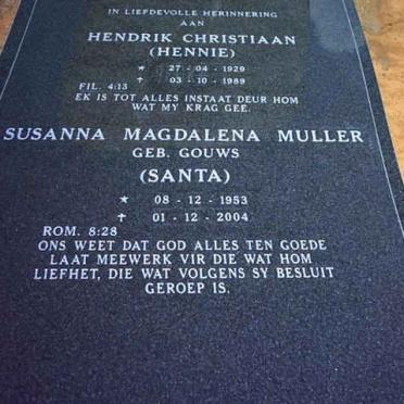 ? Hendrik Christiaan 1929-1989 :: MULLER Susanna Magdalena nee GOUWS 1953-2004