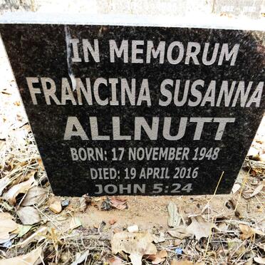 ALLNUTT Francina Susanna 1948-2016