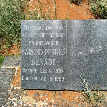 BENADE Barend Petrus 1894-1959