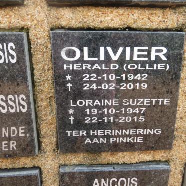 OLIVIER Herald 1942-2019 &amp; Loraine Suzette 1947-2015