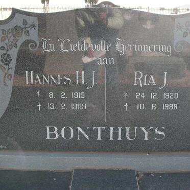 BONTHUYS Hannes H.J. 1919-1989 &amp; Ria J. 1920-1998