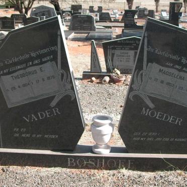 BOSHOFF Theodorus E. 1904-1976 &amp; Magdelena H.S. 1903-1981