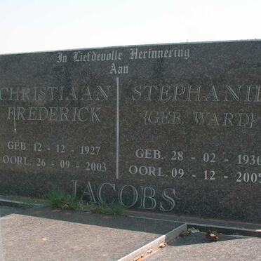 JACOBS Christiaan Frederick 1927-2003 &amp; Stephanie WARD 1930-2005