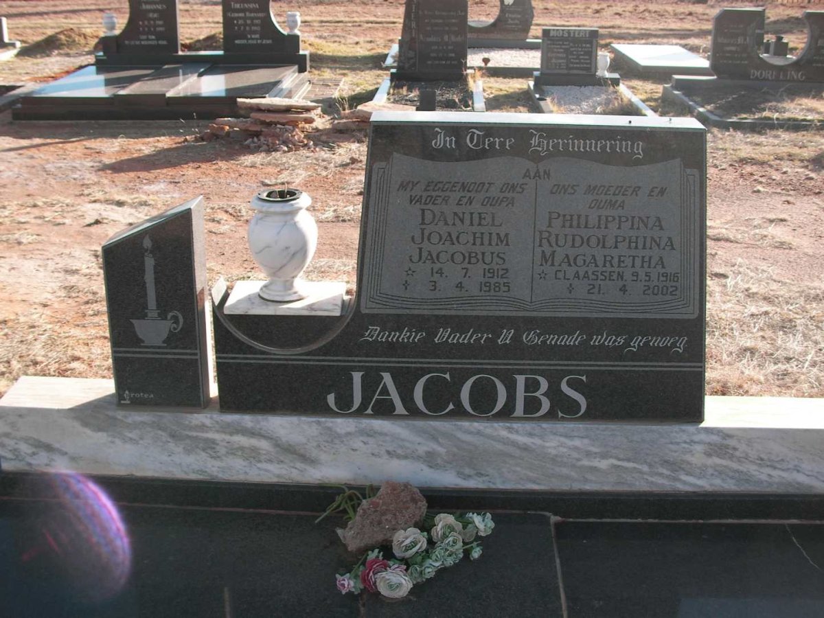 JACOBS Daniel Joachim Jacobus 1912-1985 &amp; Philippina Rudolphina Magaretha CLAASSEN 1915-2002