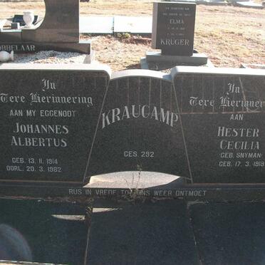 KRAUCAMP Johannes Albertus 1914-1982 &amp; Hester Cecilia SNYMAN 1919-