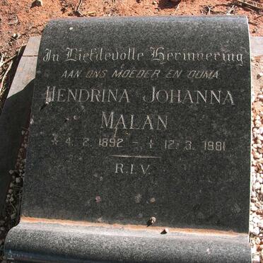 MALAN Hendrina Johanna 1892-1981