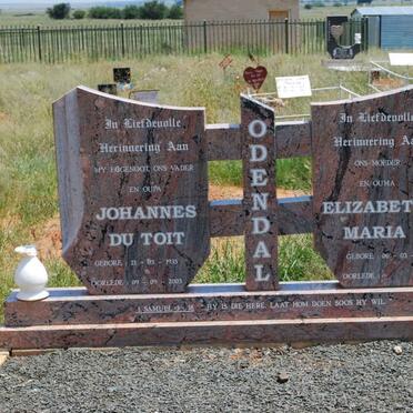 ODENDAL Johannes du Toit 1933-2003 &amp; Elizabeth Maria 1935-
