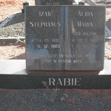 RABIE Izak Stephanus 1895-1983 &amp; Alida Maria BOLTON 1905-1980