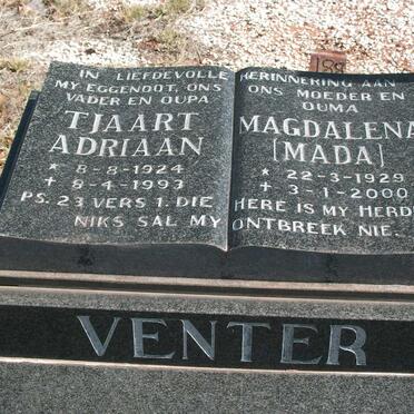 VENTER Tjaart Adriaan 1924-1993 &amp; Magdalena 1929-2000