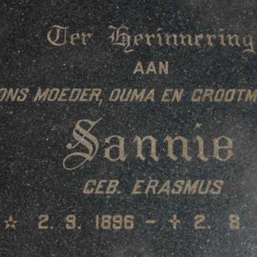 ? Sannie nee ERASMUS 1896-1978