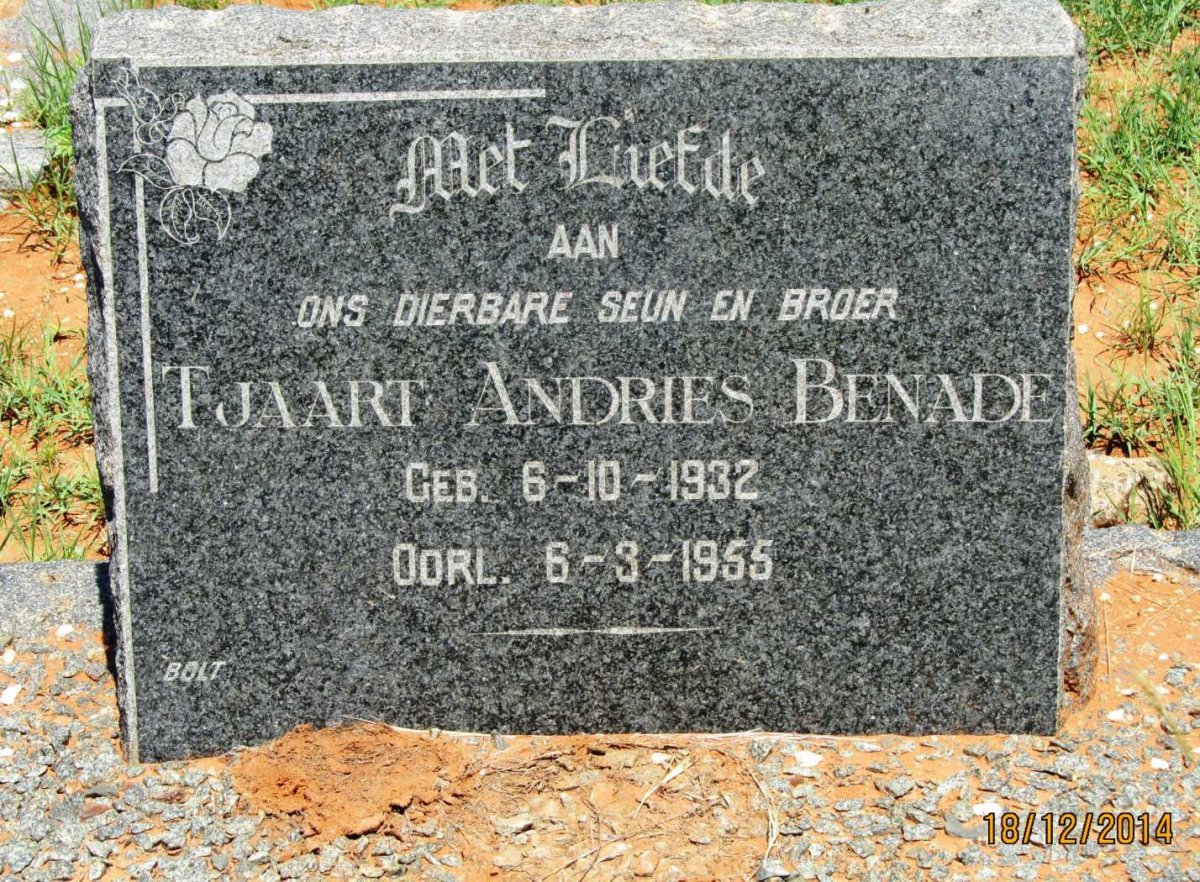 BENADE Tjaart Andries 1932-1955