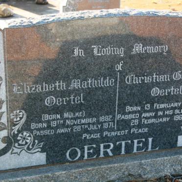 OERTEL Christian Goodale 1881-1962 &amp; Elizabeth Mathilde MULKE 1882-1971