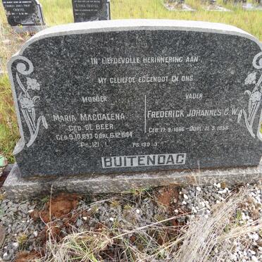 BUITENDAG Frederick Johannes G.W. 1886-1958 &amp; Maria Magdalena DE BEER 1893-1964