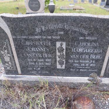 BERG Christoffel Johannes, van der 1887-1952 &amp; Carolina Margaretha VAN NIEKERK -1975