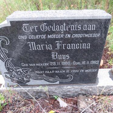 BUYS Maria Francina nee VAN NIEKERK 1888-1963