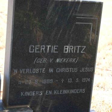 BRITZ Gertie nee VAN NIEKERK 1889-1974