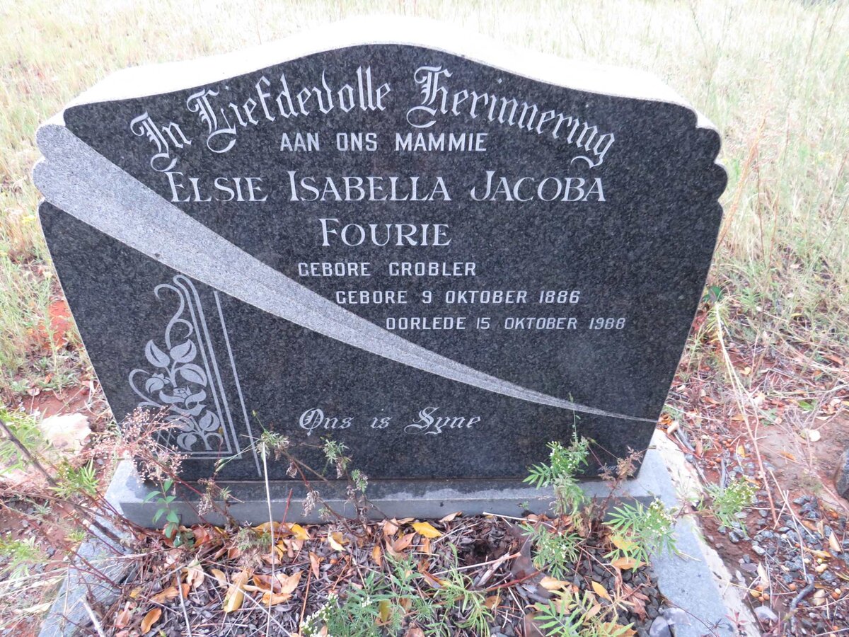FOURIE Elsie Isabella Jacoba nee GROBLER 1886-1988