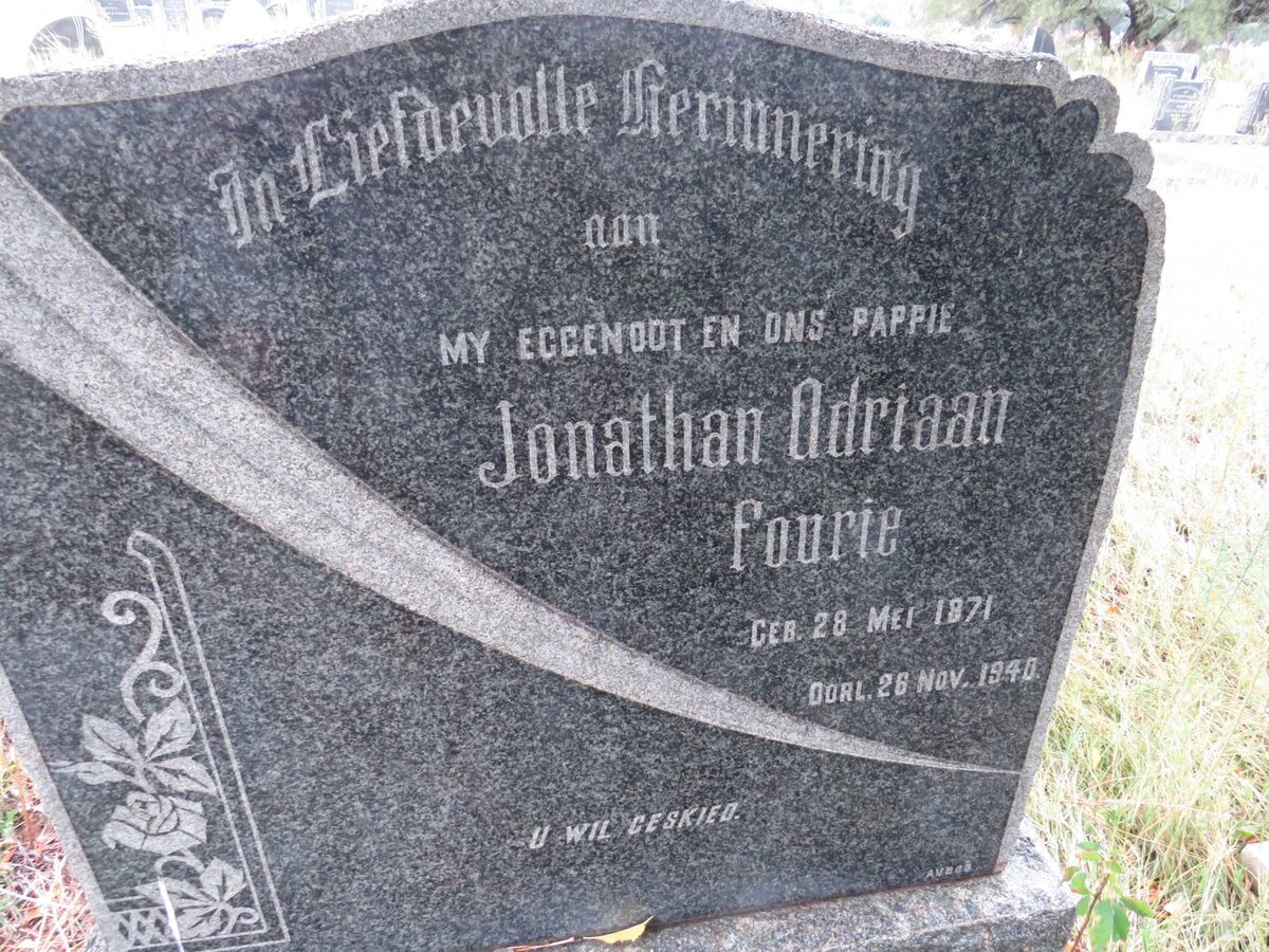 FOURIE Jonathan Adriaan 1871-1940