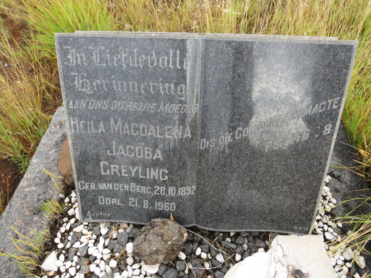 GREYLING Heila Magdalena Jacoba nee VAN DEN BERG 1892-1960