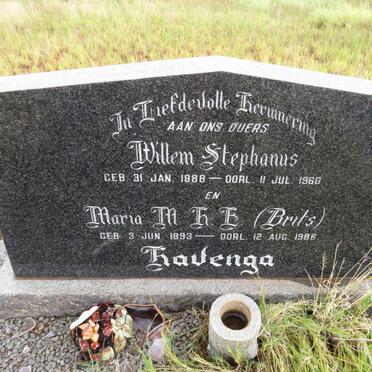 HAVENGA Willem Stephanus 1888-1960 &amp; Maria M.H.E. BRITZ  1893-1986