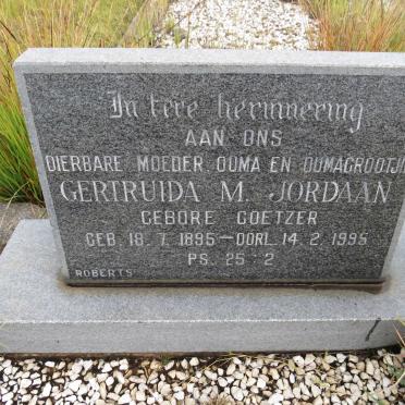 JORDAAN Gertruida M. nee COETZER 1895-1995