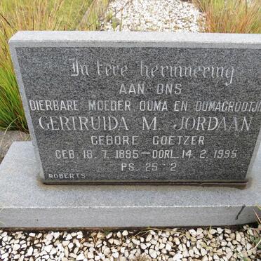 JORDAAN Gertruida M. nee COETZER 1895-1995