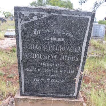 JACOBS Johanna Petronella Andriesiena nee BRITZ 1865-1936